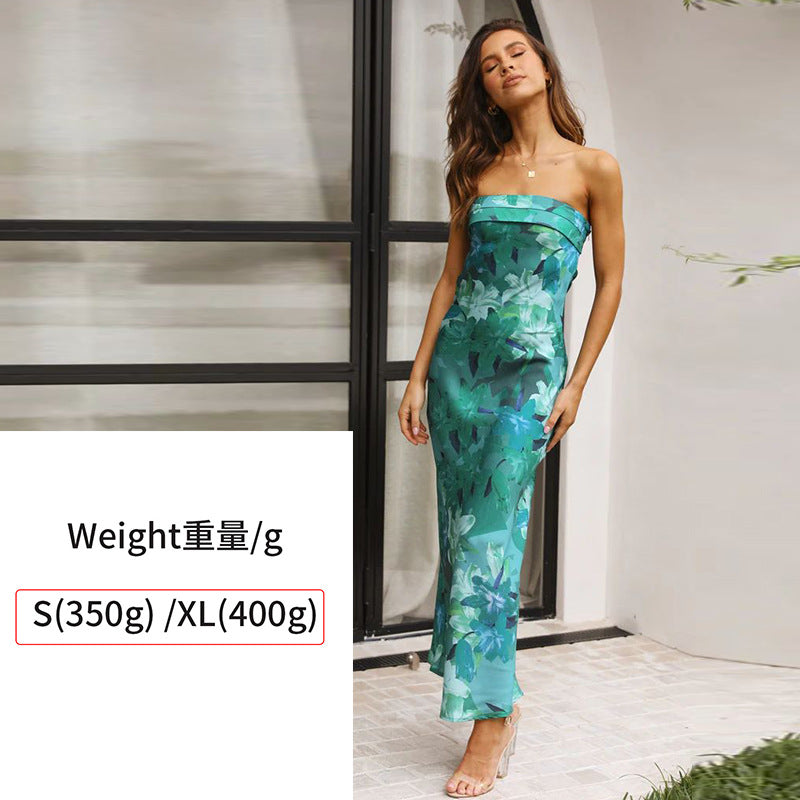 Drune | Satin rückenfreies Röhrentop Kleid