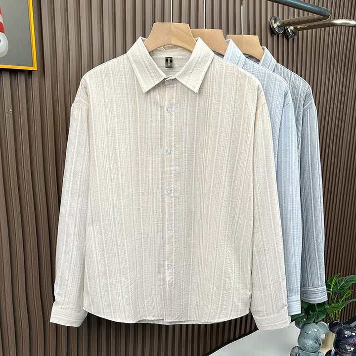 Herren Elegant gestreiftes Langarmhemd Drune