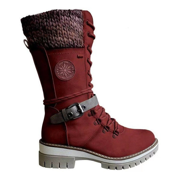 Damen nan hoher Schnürstiefel mit Strickbündchen, robuster Profilsohle und seitlichem Reißverschluss Drune
