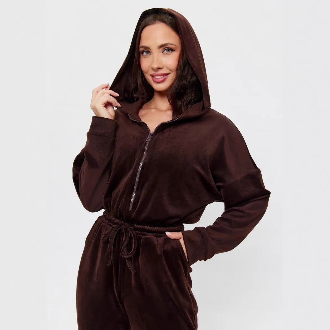 Damen stylischer Kapuzen-Jumpsuit Drune