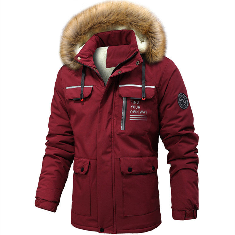 Herren Thermoisolierter Winterparka mit Teddyfutter, abnehmbarer Kunstpelzkapuze und Multifach-Taschen Drune