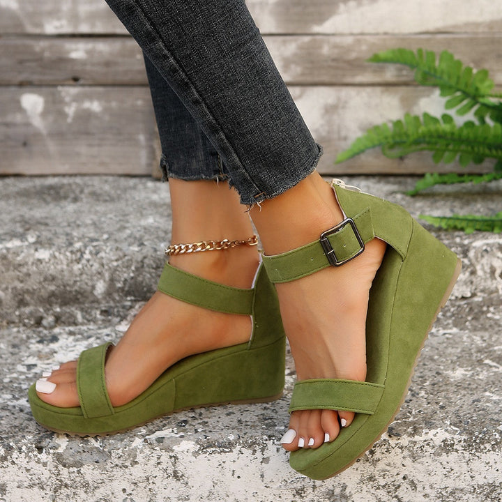 Damen Keil-Sandalen mit verstellbarem Riemen und rutschfester Sohle Drune