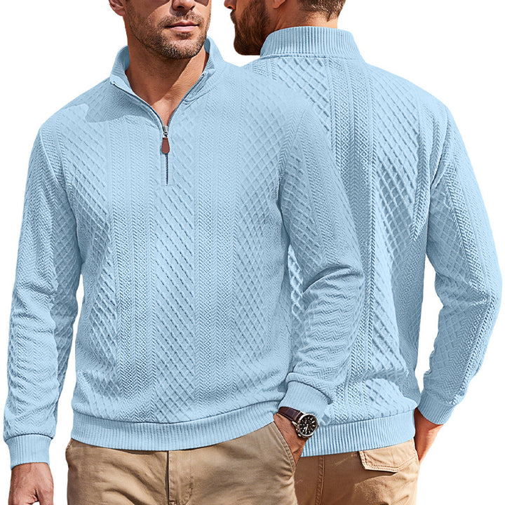 Herren Strickpullover mit halbem Reißverschluss und strukturierter Zopfoptik Drune
