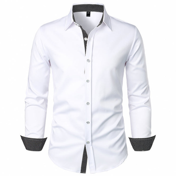 Herren Maßgeschneiderte Formelle Button-Up Hemd mit Kontrast Manschetten Details Drune
