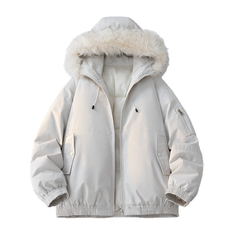 Damen Modische Winterjacke mit abnehmbarem Kunstfellkragen Drune