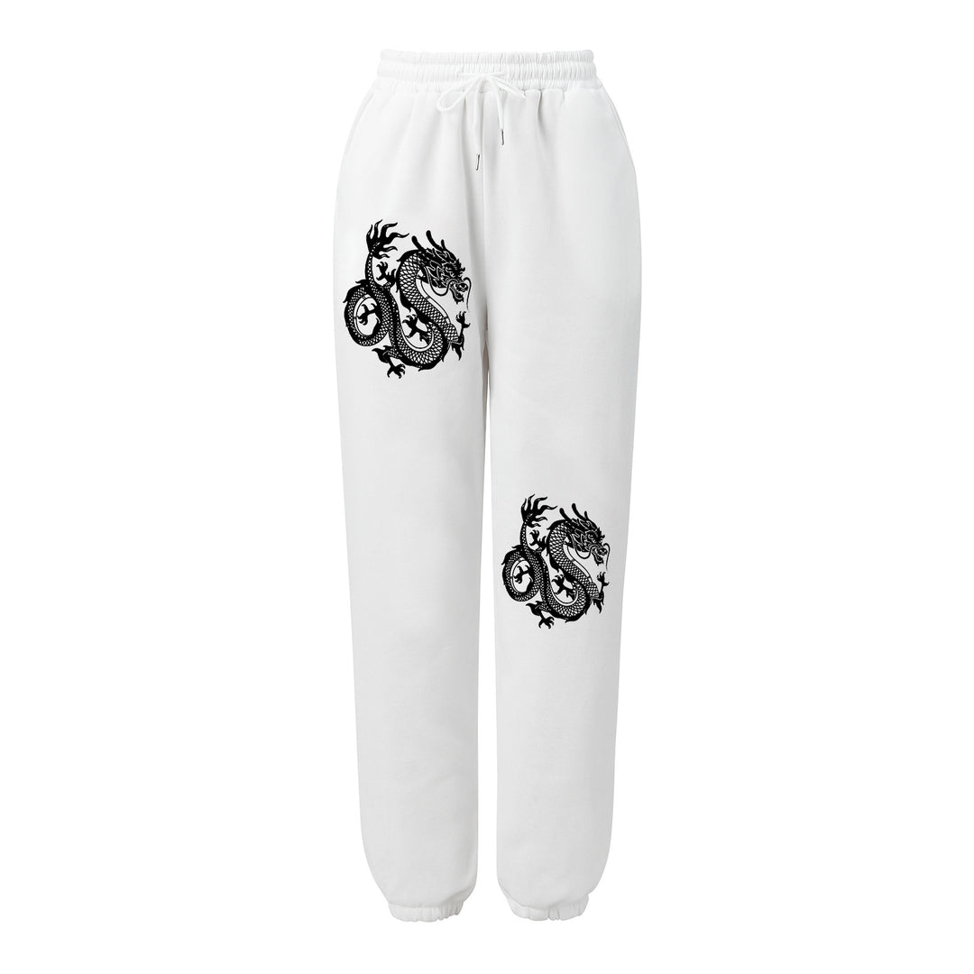 Damen nan weite Jogginghose hochgeschnitten mit seitlichem Statementprint und elastischem Bund Drune