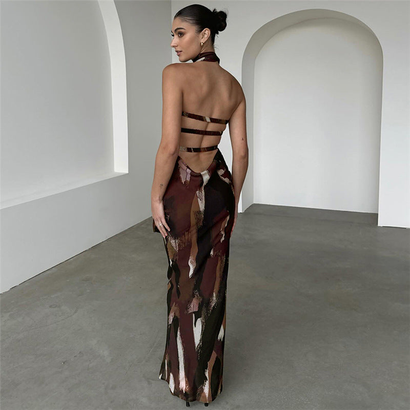 Damen Maxikleid mit schmalem Schnitt und elegantem Choker Drune