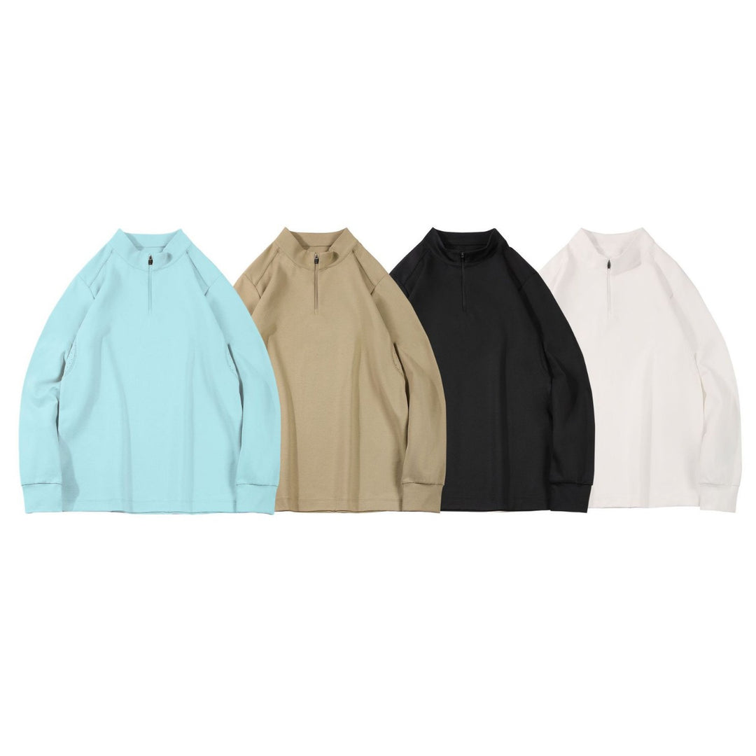 Herren Oversize Halbzip-Sweatshirt mit Stehkragen und seitlichen Reißverschlusstaschen Drune