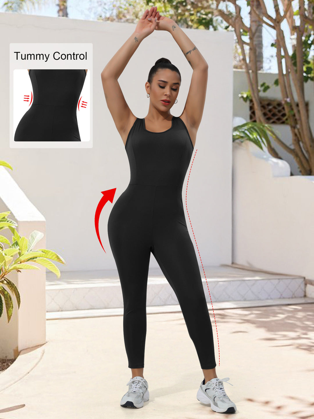 Damen Formender Sport-Einteiler mit hohem Taillenbund und Shaping-Effekt Drune