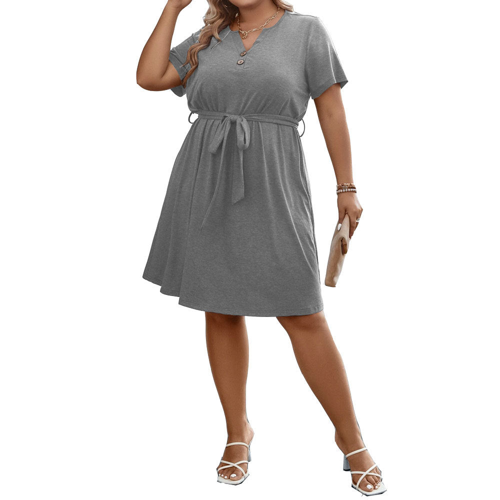 Damen Freizeitkleid mit Knopfdetails und tailliertem Bindegürtel Drune