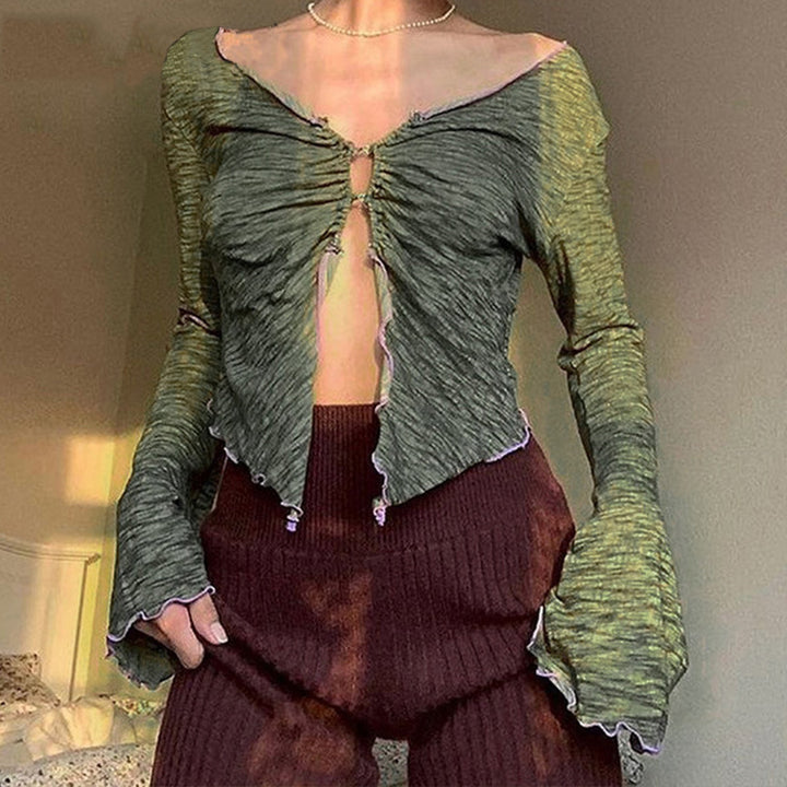 Damen Langarmshirt mit asymmetrischem Ausschnitt und detailverliebtem Cut-Out Drune