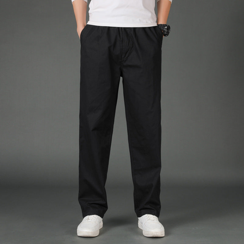 Herren Weite Baumwoll-Chinohose im Relaxed-Fit mit elastischem Komfortbund & verdeckten Eingriffstaschen Drune
