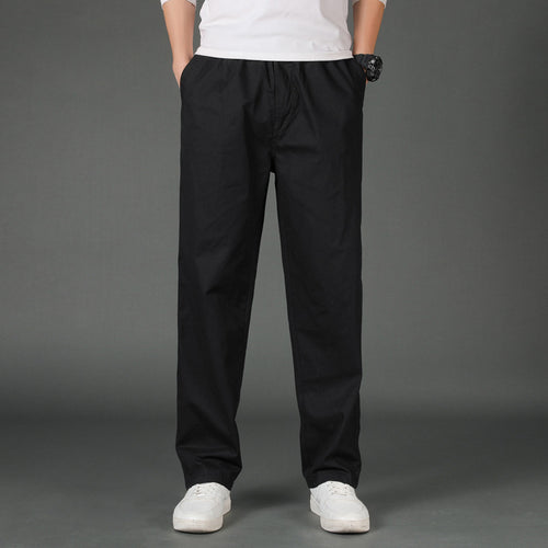 Herren Weite Baumwoll-Chinohose im Relaxed-Fit mit elastischem Komfortbund & verdeckten Eingriffstaschen Drune