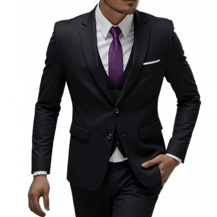 Herren Eleganter taillierter dreiteiliger Anzug mit Weste und leichtem Stretch Drune