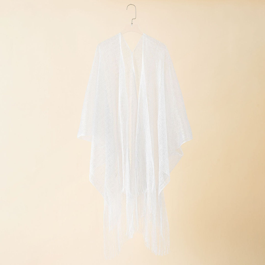 Damen Fransen-Kimono aus transparenter, luftiger Struktur Drune