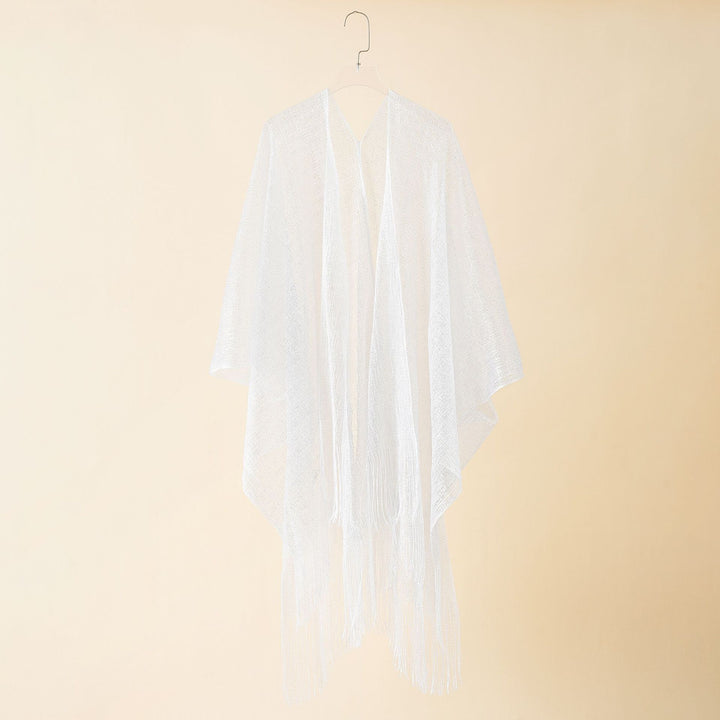 Damen Fransen-Kimono aus transparenter, luftiger Struktur Drune