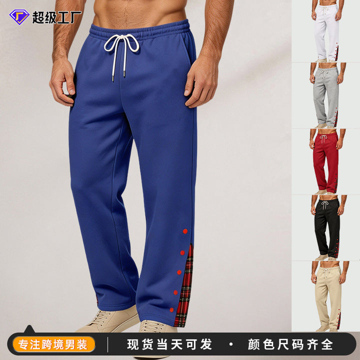Herren weite Jogginghose mit Karobesatz und Druckknopf-Detail Drune