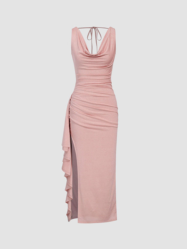 Damen figurbetontes Maxikleid mit elegantem Schnitt und aufregenden Details Drune