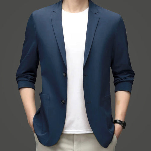Herren legerer elastischer Sommerblazer mit dreiviertelärmeln und schlanker Passform Drune