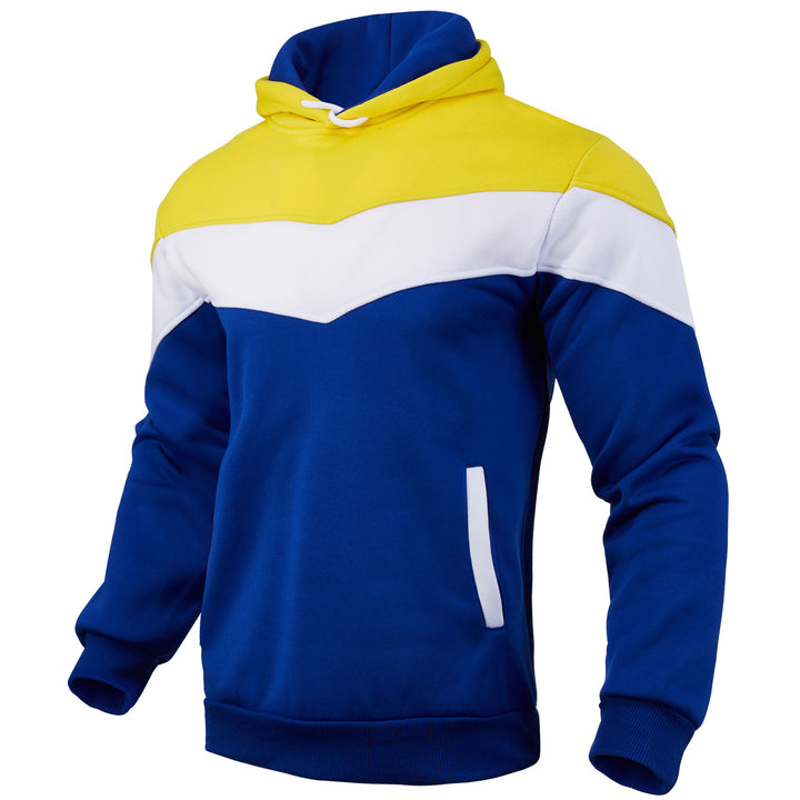 Herren Colorblock-Kapuzenpullover mit hohem Schalkragen, verdeckten Eingrifftaschen und gerippten Bündchen Drune
