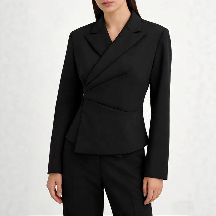 Damen Taillierter Wickel-Blazer mit drapierter Peplum-Silhouette Drune