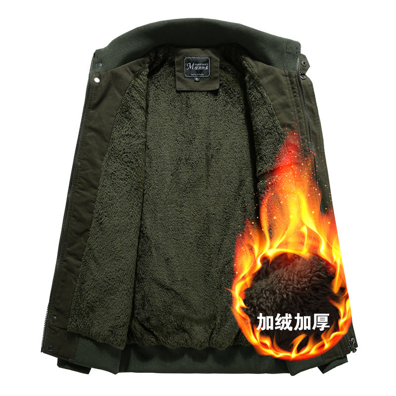 Herren nan verstärkte Canvas-Fliegerjacke mit Schulterklappen, Klappbrusttaschen und elastischem Bund Drune