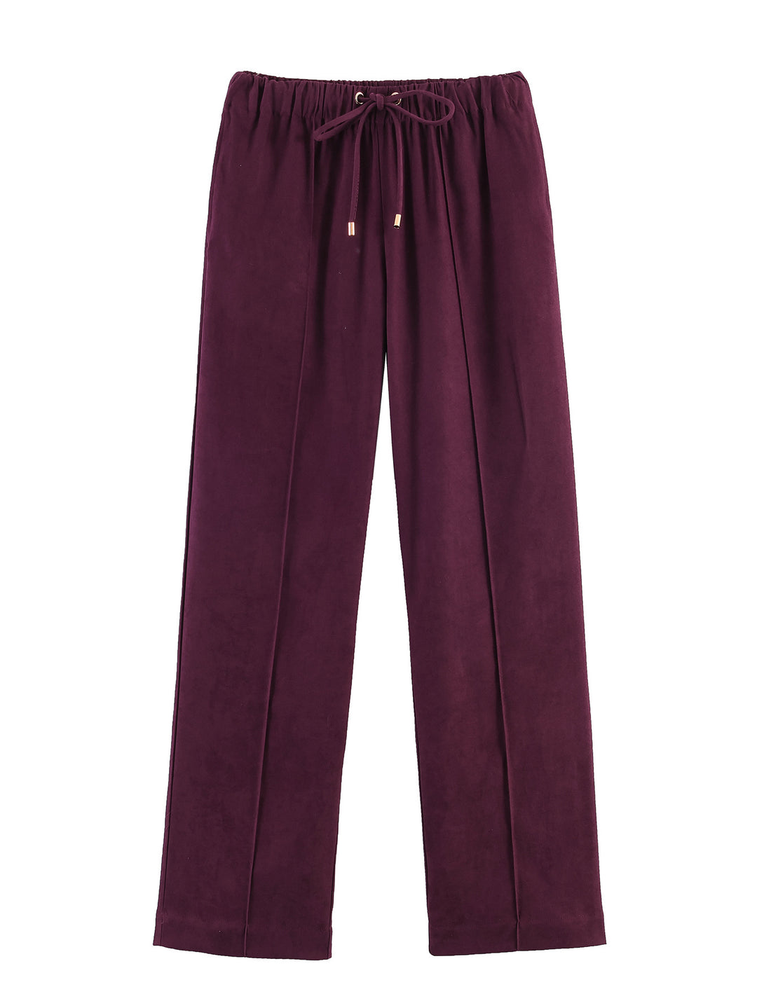 Damen Weite Velours‑Hose mit elastischem Tunnelzugbund und Bügelfalte Drune