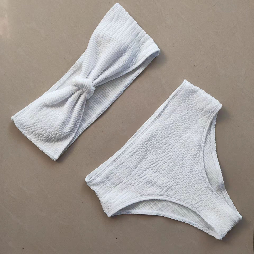 Damen Bikini-Set mit strukturierter Oberfläche und modischem Knoten Drune