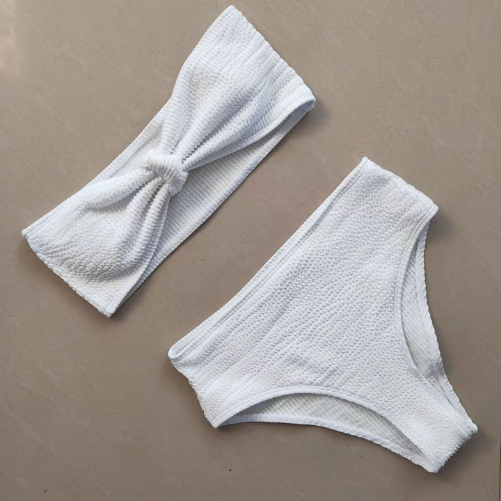 Damen Bikini-Set mit strukturierter Oberfläche und modischem Knoten Drune
