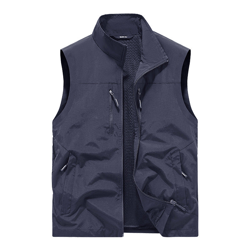 Herren Leichte Outdoorweste mit Mesh-Innenfutter und Multifunktionstaschen Drune