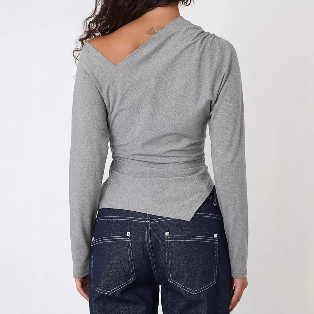 Damen Asymmetrisches Ein-Schulter-Longsleeve aus Stretch-Jersey mit taillierter Silhouette Drune