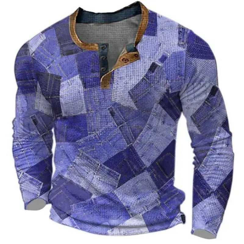 Herren Sportliches Langarmshirt mit Knopfleiste Drune