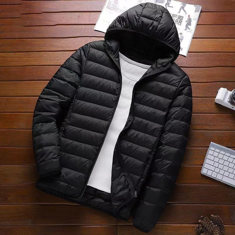 Herren nan ultraleichte Kapuzen-Steppjacke mit Packfunktion und winddichtem Shell Drune