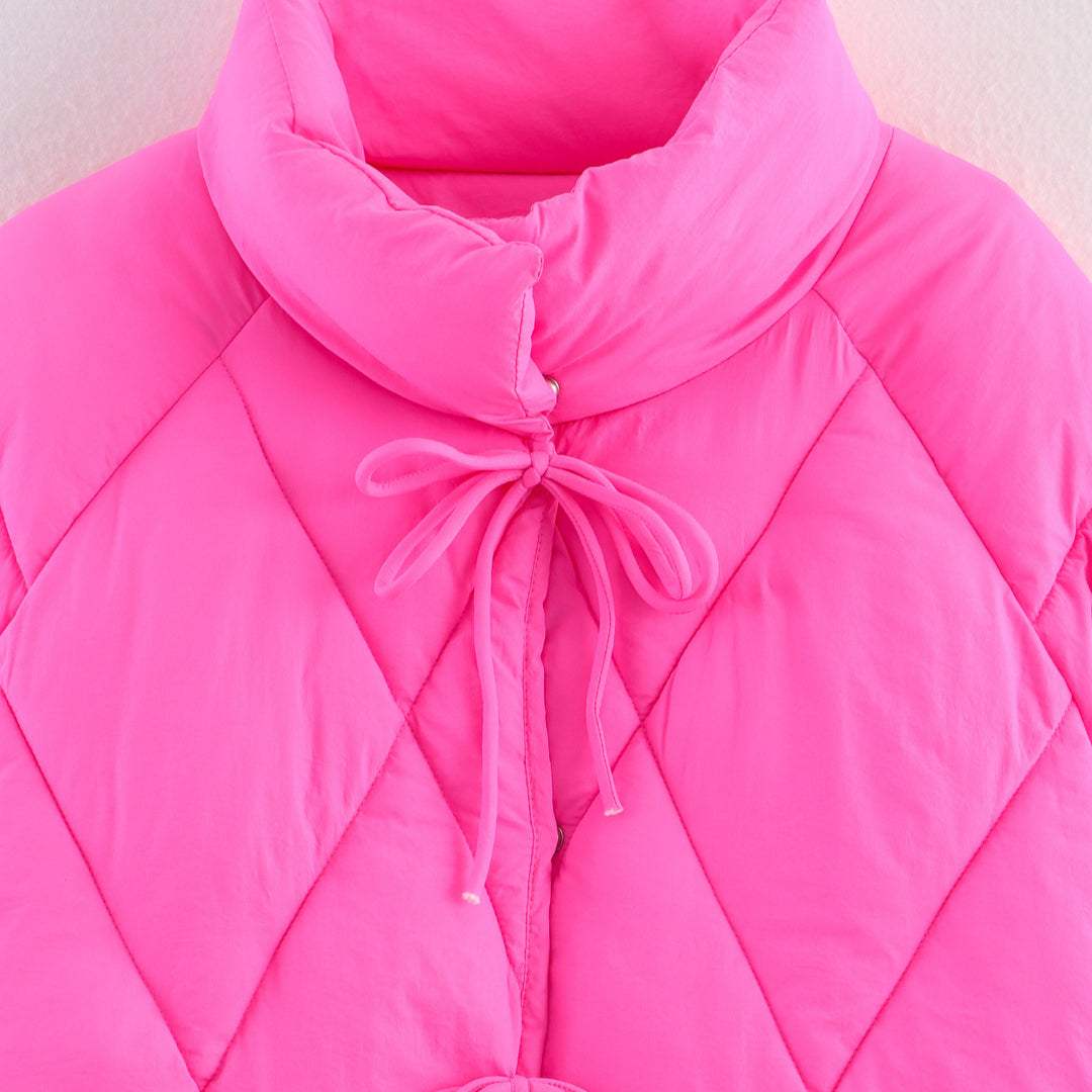 Damen gesteppte Übergangsjacke mit hochgeschlossenem Kragen und Kordelzug Drune