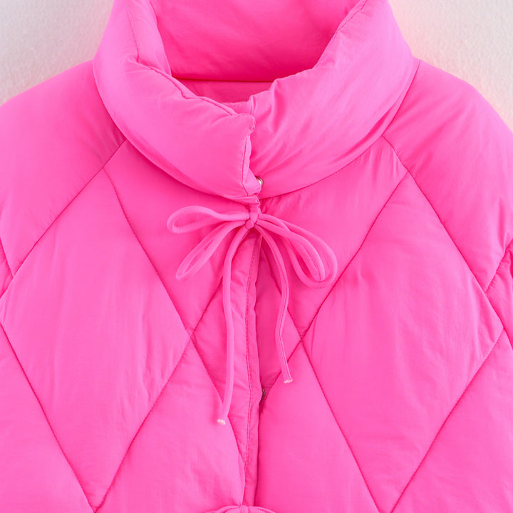 Damen gesteppte Übergangsjacke mit hochgeschlossenem Kragen und Kordelzug Drune