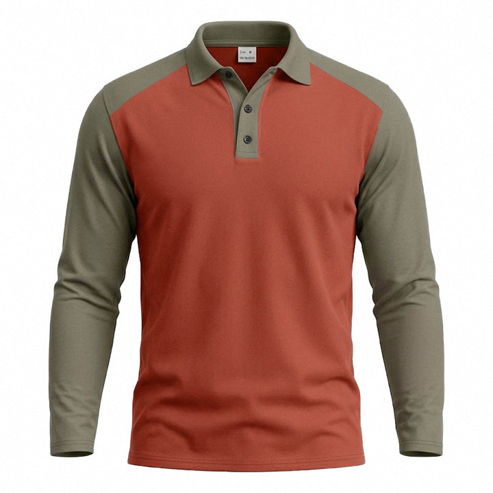 Herren nan langärmeliges Raglan-Polo aus Baumwollmix mit Knopfleiste und ergonomischem Schnitt Drune