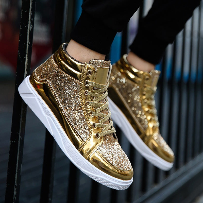 Damen Hochglänzende Sneaker mit glitzerndem Obermaterial und rutschfester Sohle Drune