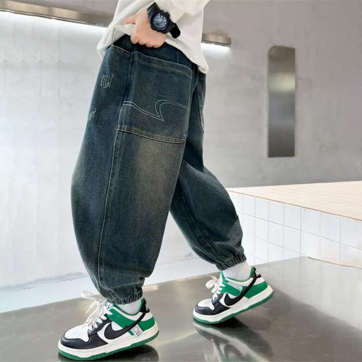 Unisex lässige Baggy-Jeans mit Gummizug Drune