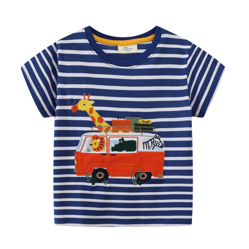 Jungen T-Shirt mit tierischem Motiv und verspieltem Fahrzeugdesign Drune
