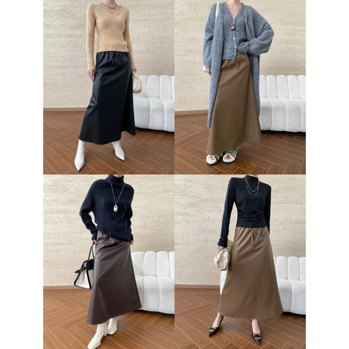 Damen elegantes Rippstrickoberteil mit V-Ausschnitt und langen Ärmeln Drune