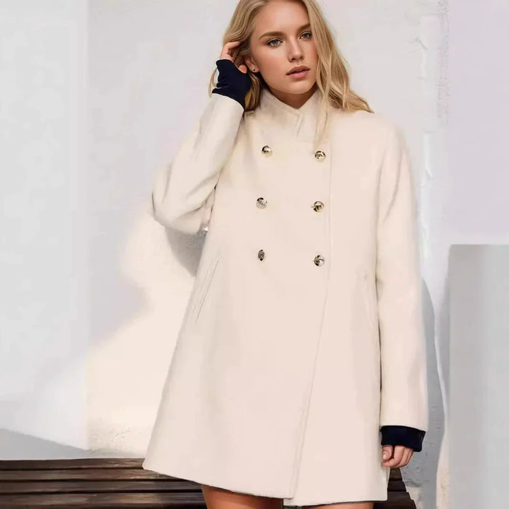 Drune | Damenwolljacke mit Doppelten Knöpfen und Hohem Kragen
