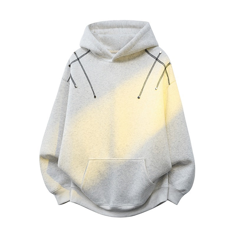 Unisex Oversize-Kapuzenpullover mit Kängurutasche und dekorativen Zugbändern Drune