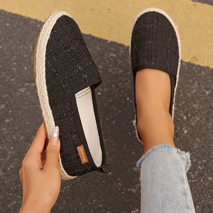 Damen  atmungsaktive Strick-Espadrilles mit geflochtener Jute-Sohle und flexiblem Memory-Fußbett Drune