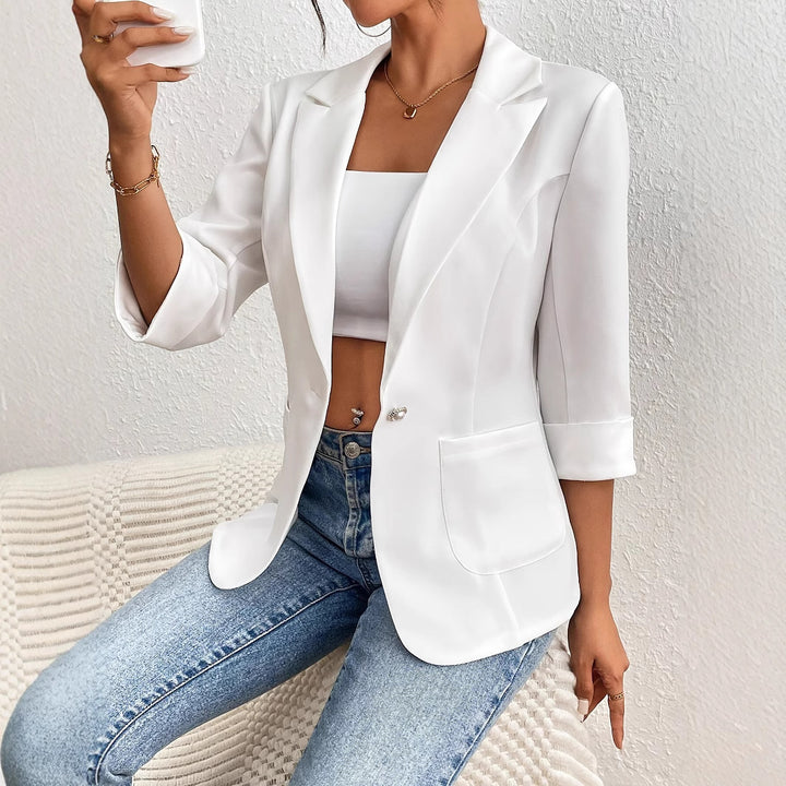 Damen Eleganter Blazer mit 3/4-Ärmeln und schmalem Schnitt Drune