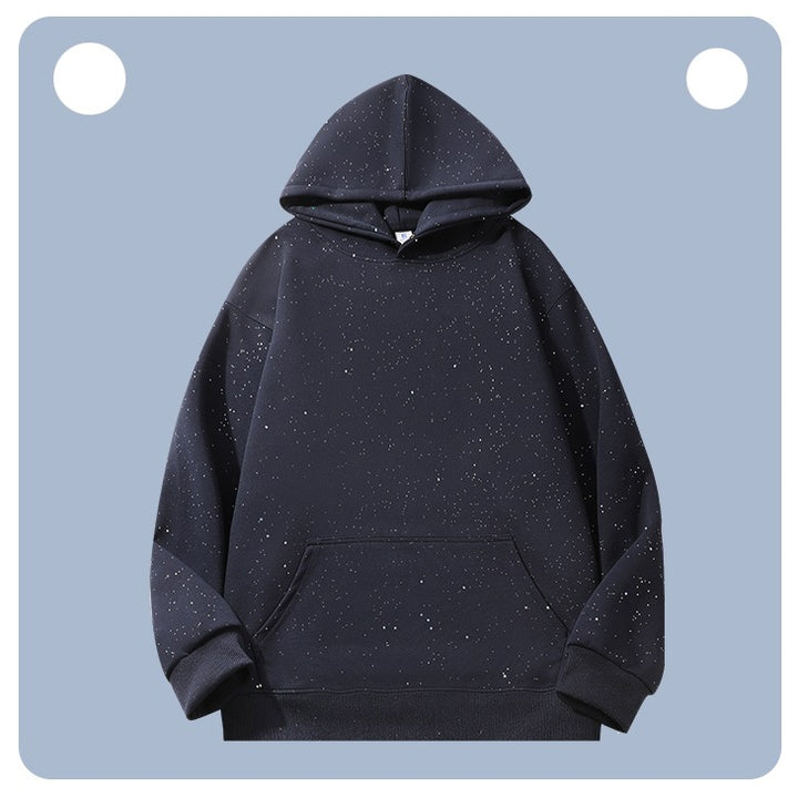 Unisex Oversize-Kapuzenpullover aus French-Terry mit Kängurutasche & dezenter Sprenkeloptik Drune