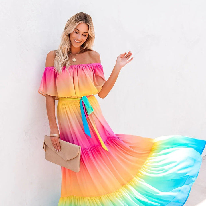 Damen Maxikleid mit schulterfreiem Design von Drune