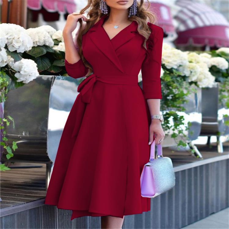 Damen elegante Wickelkleid mit floralem Design Drune