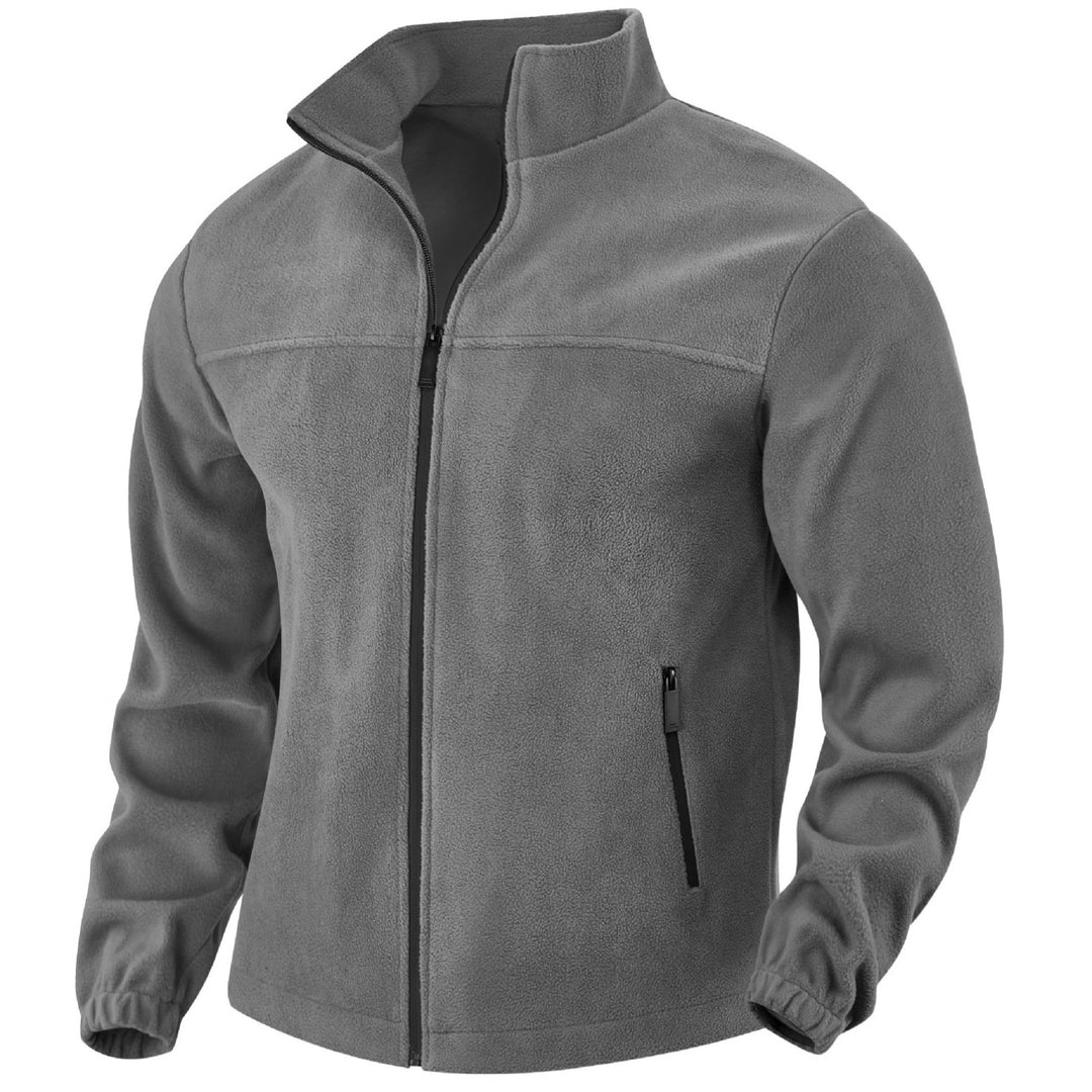 Herren nan warme Fleecejacke mit Reißverschluss, Stehkragen und Reißverschlusstaschen Drune
