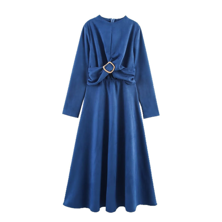 Damen Maxi-Kleid mit elegantem Schlitz und dekorativem Gürtel Drune