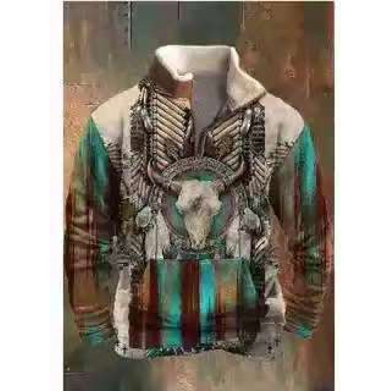 Herren Modischer Hoodie mit Kapuze und maritimem Druck Drune